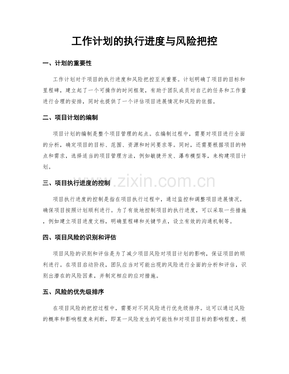 工作计划的执行进度与风险把控.docx_第1页