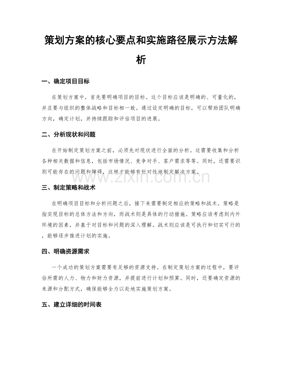 策划方案的核心要点和实施路径展示方法解析.docx_第1页