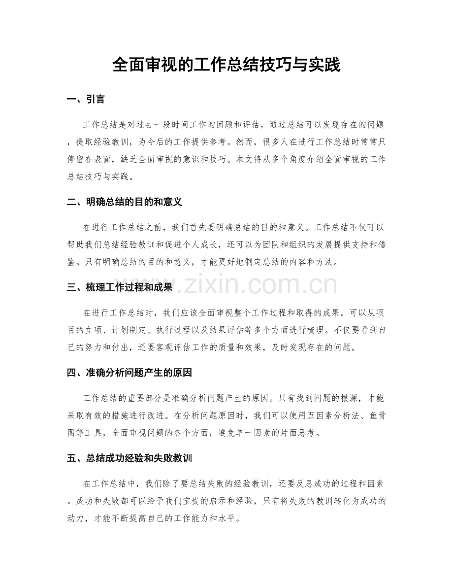 全面审视的工作总结技巧与实践.docx_第1页