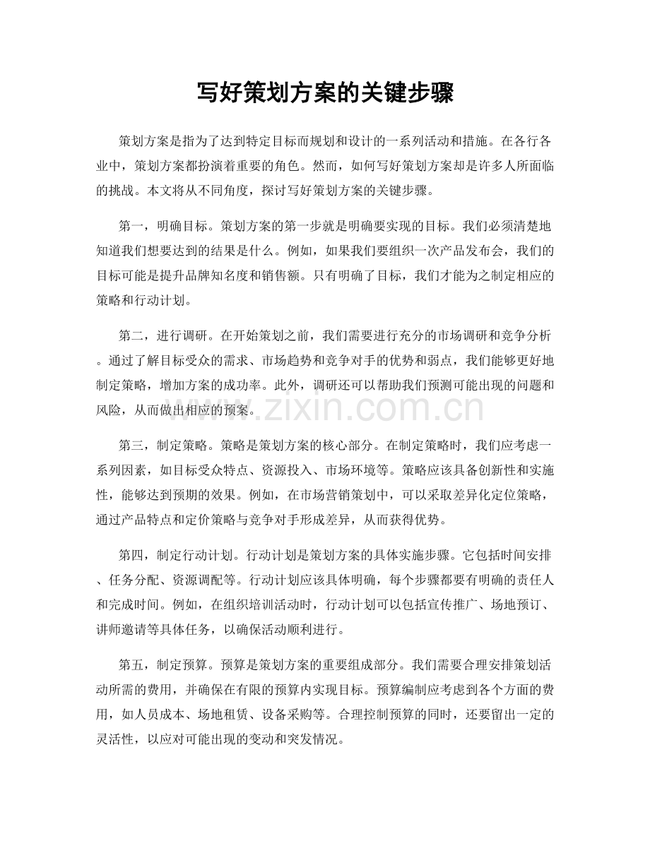 写好策划方案的关键步骤.docx_第1页