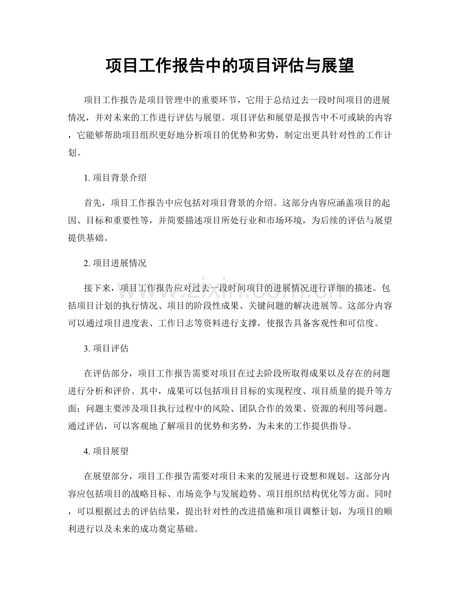 项目工作报告中的项目评估与展望.docx_第1页