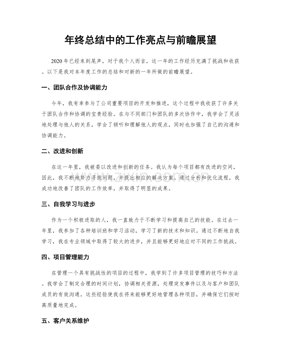 年终总结中的工作亮点与前瞻展望.docx_第1页