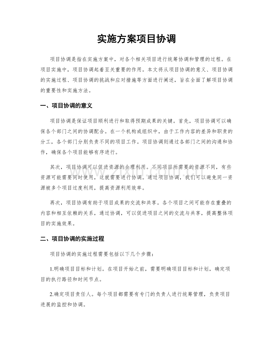 实施方案项目协调.docx_第1页