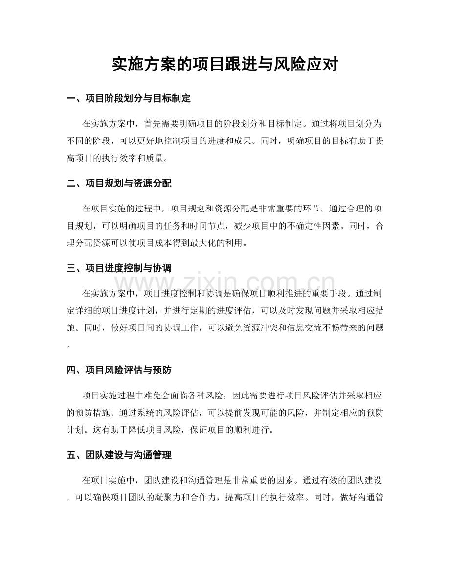 实施方案的项目跟进与风险应对.docx_第1页