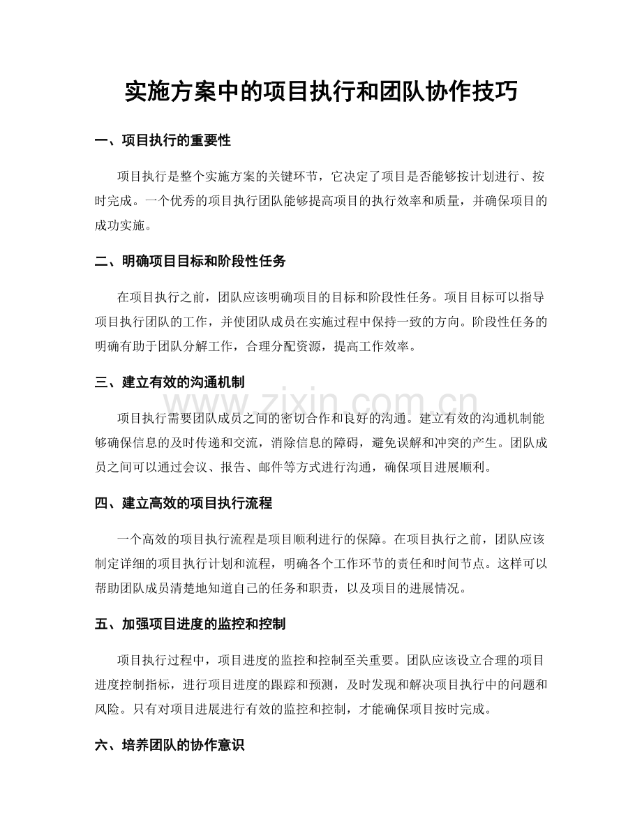 实施方案中的项目执行和团队协作技巧.docx_第1页