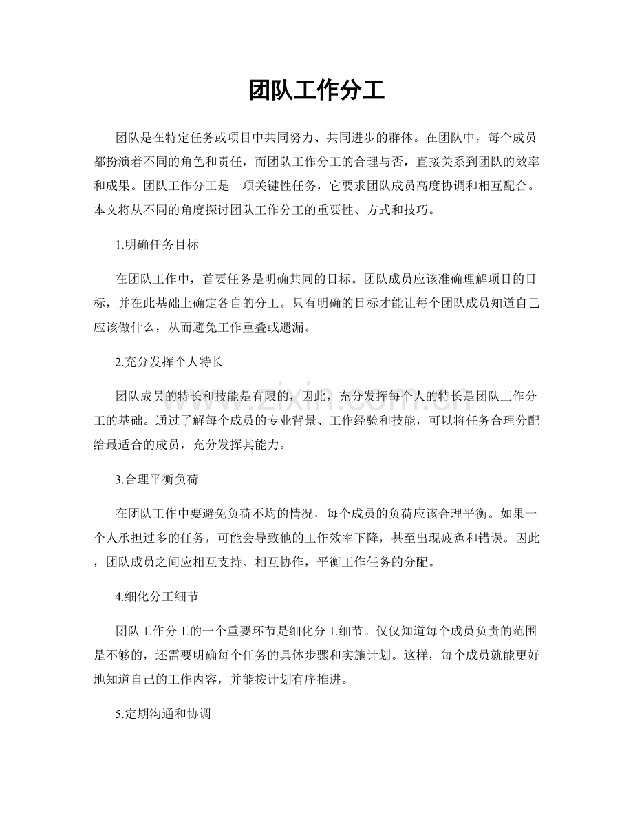 团队工作分工.docx_第1页