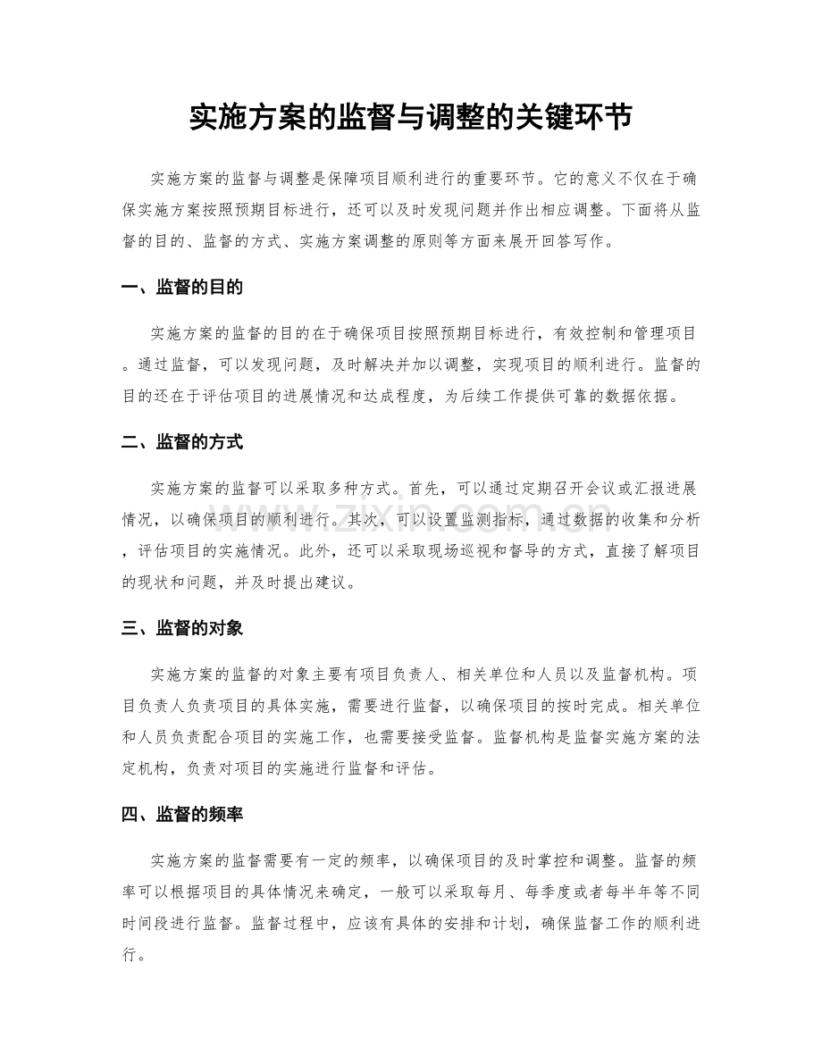 实施方案的监督与调整的关键环节.docx_第1页