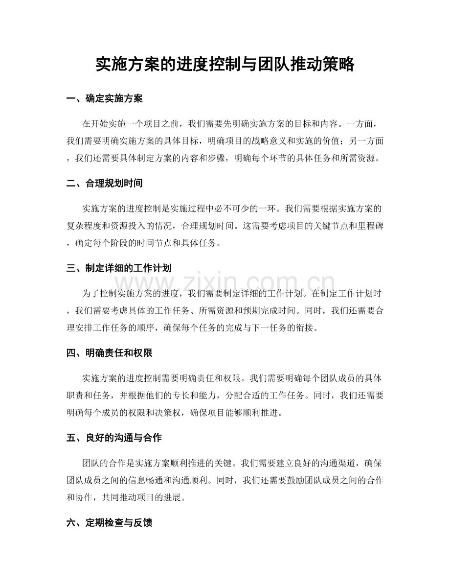 实施方案的进度控制与团队推动策略.docx_第1页