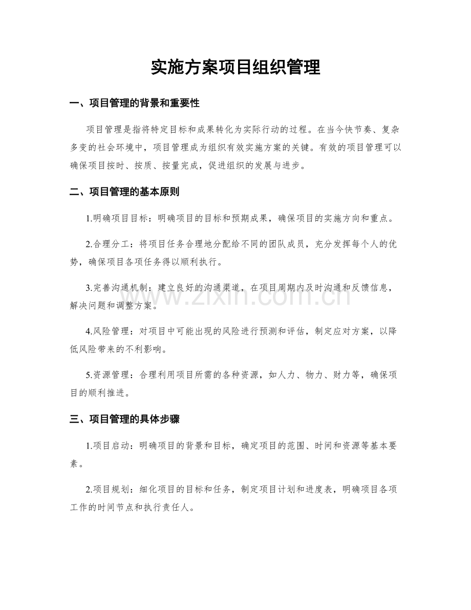 实施方案项目组织管理.docx_第1页