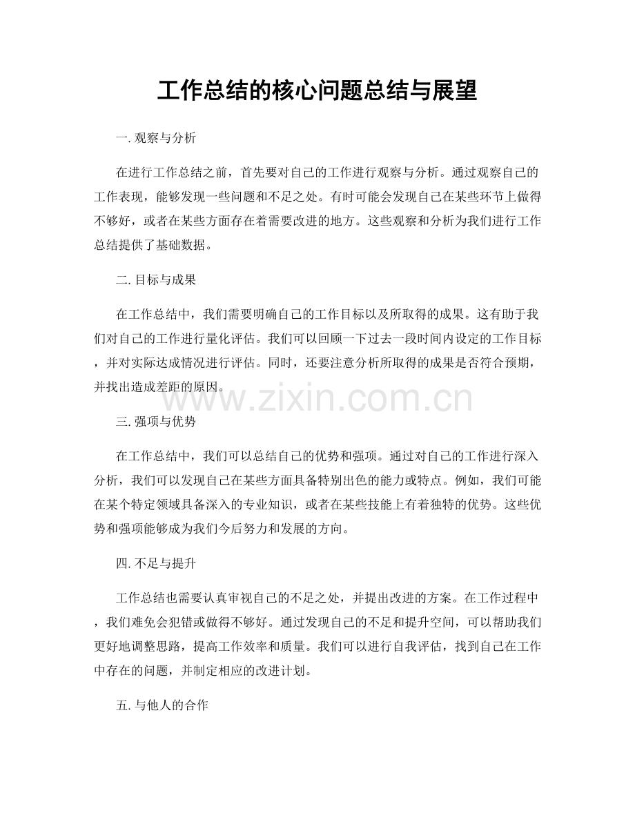 工作总结的核心问题总结与展望.docx_第1页