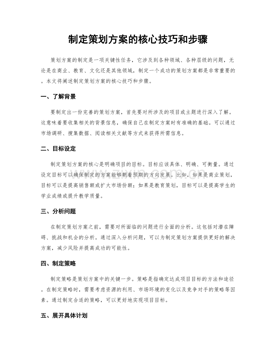 制定策划方案的核心技巧和步骤.docx_第1页