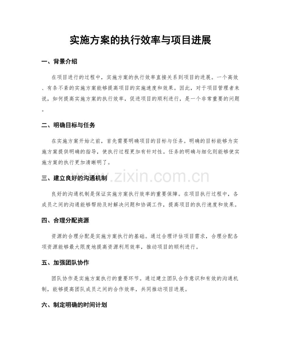 实施方案的执行效率与项目进展.docx_第1页
