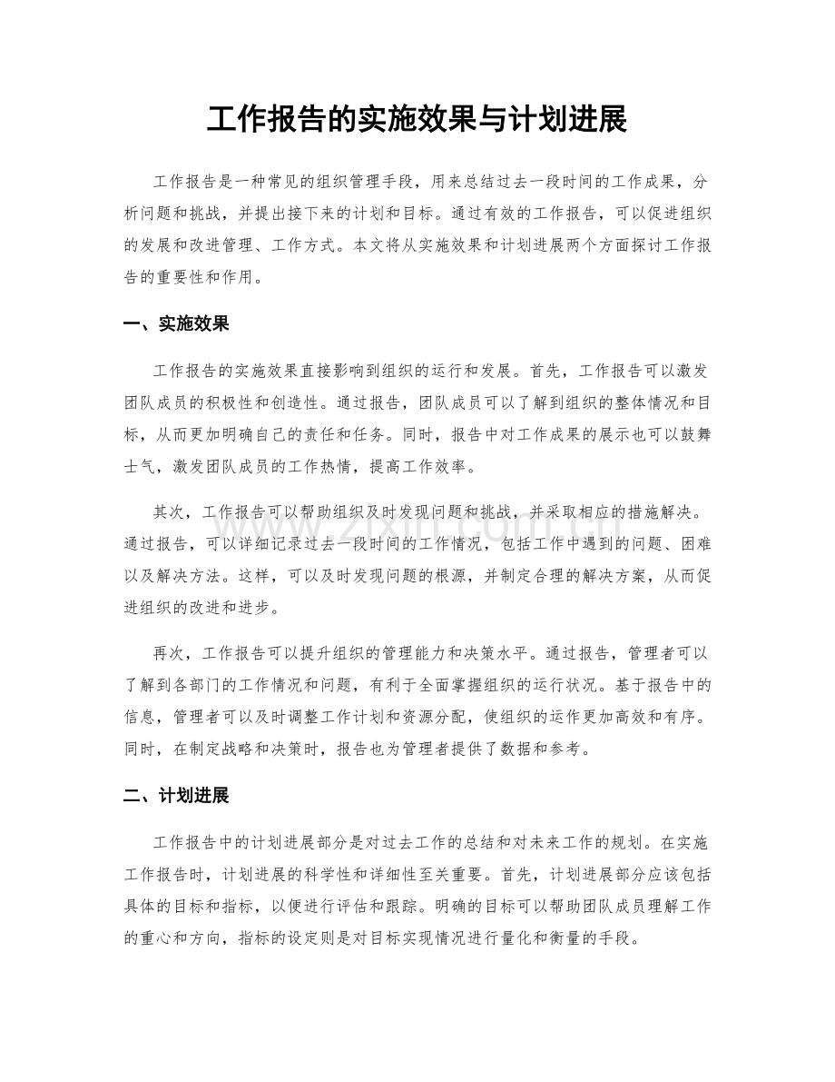 工作报告的实施效果与计划进展.docx_第1页