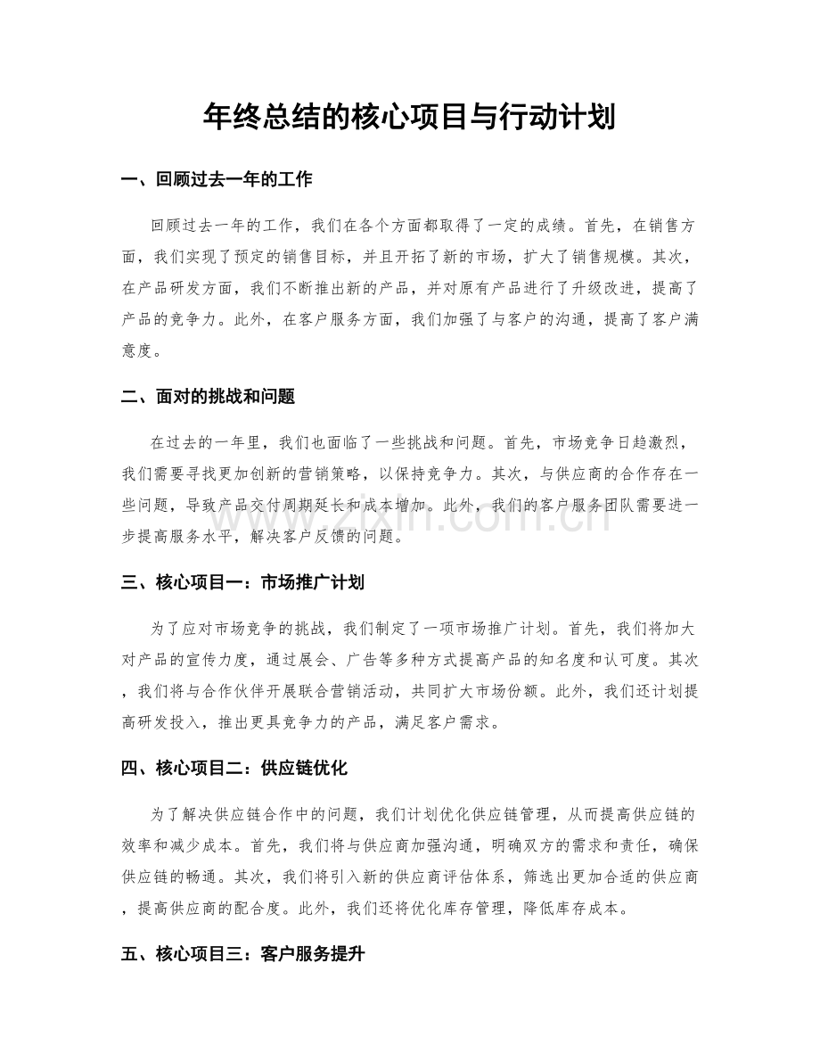 年终总结的核心项目与行动计划.docx_第1页