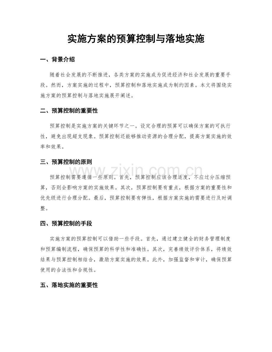 实施方案的预算控制与落地实施.docx_第1页