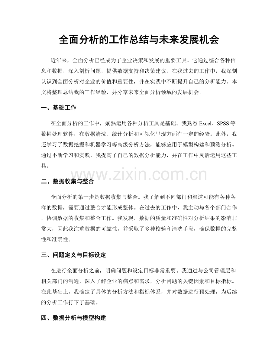全面分析的工作总结与未来发展机会.docx_第1页