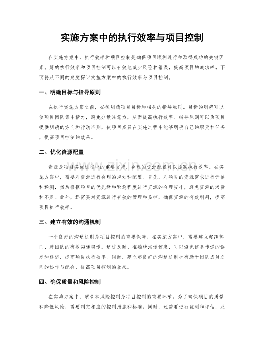 实施方案中的执行效率与项目控制.docx_第1页
