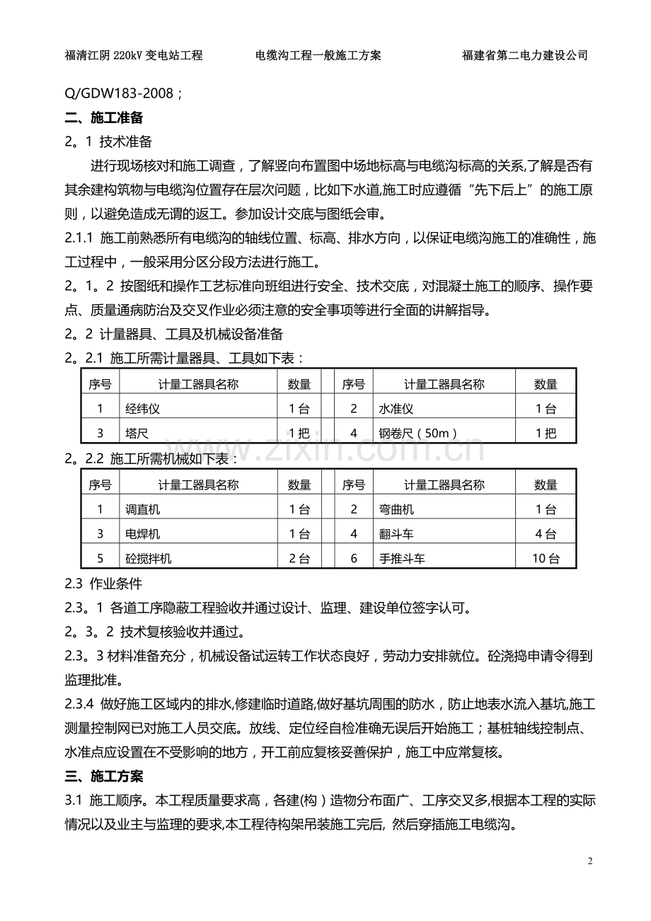 电缆沟工程一般施工方案.doc_第2页