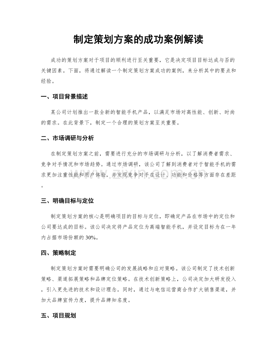 制定策划方案的成功案例解读.docx_第1页