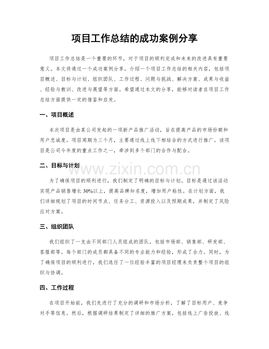 项目工作总结的成功案例分享.docx_第1页