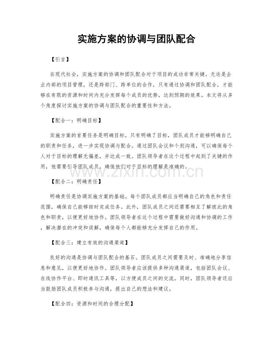 实施方案的协调与团队配合.docx_第1页