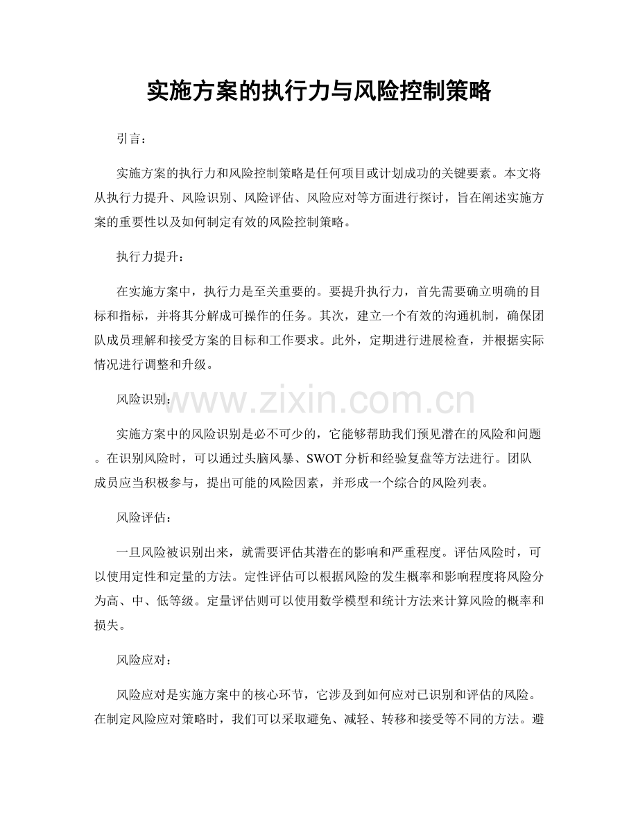 实施方案的执行力与风险控制策略.docx_第1页