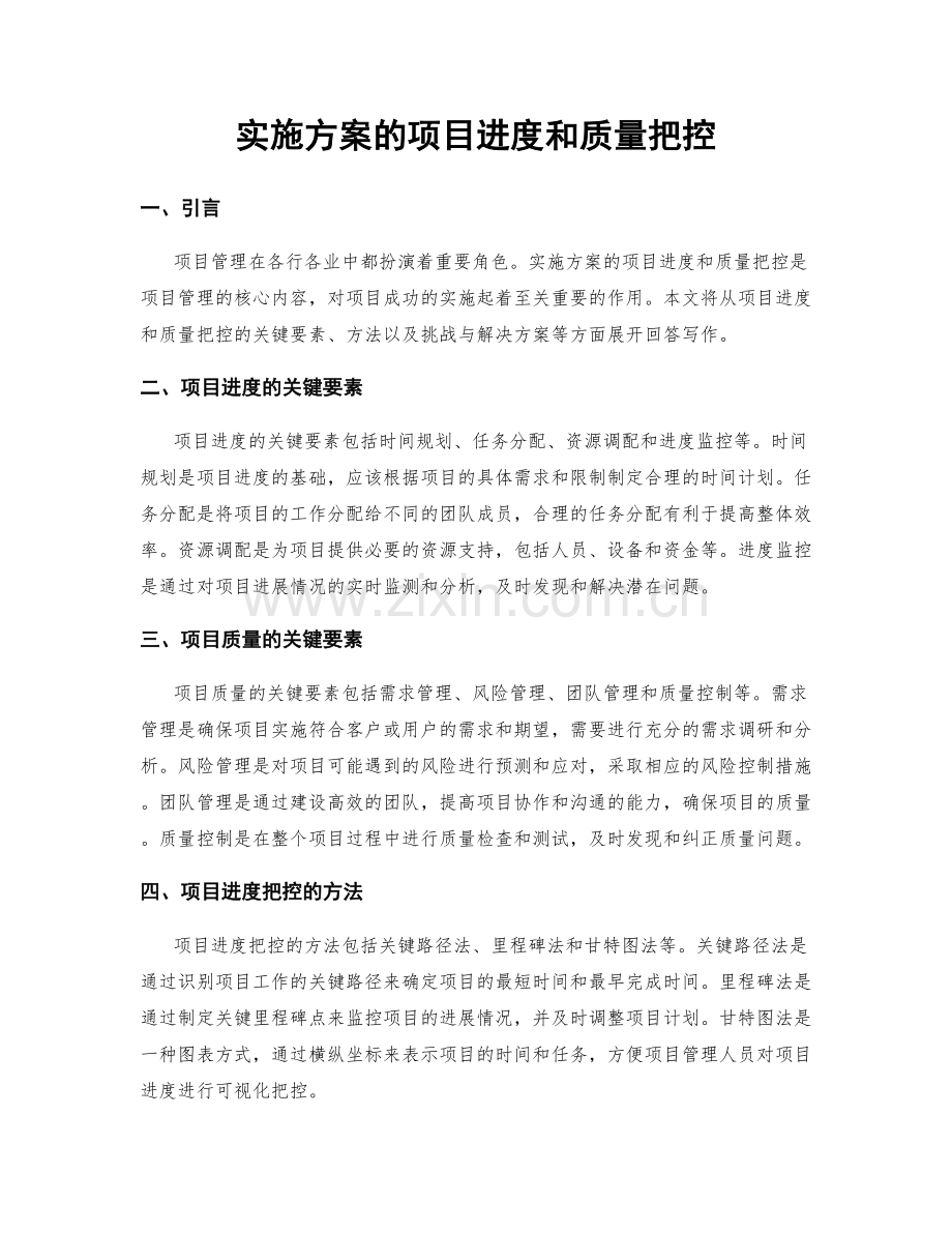 实施方案的项目进度和质量把控.docx_第1页