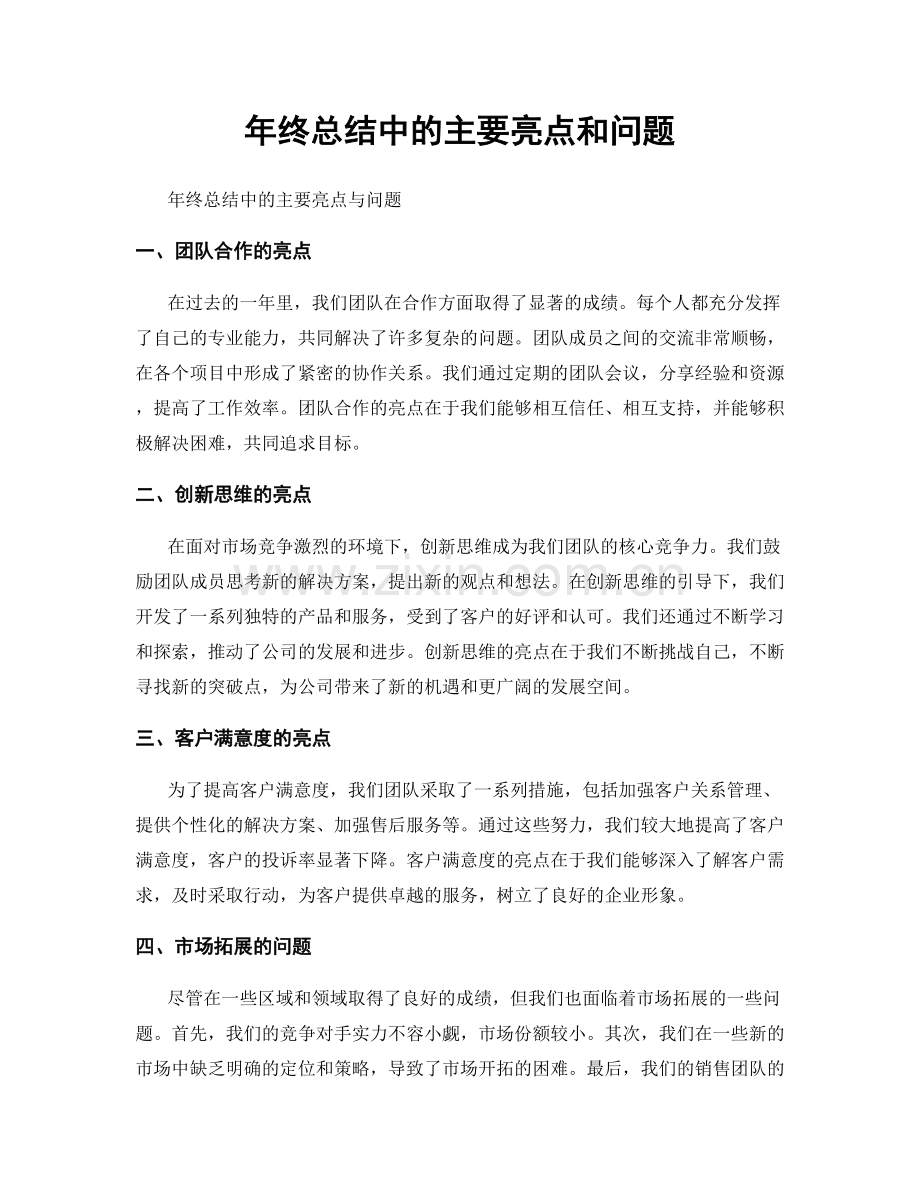 年终总结中的主要亮点和问题.docx_第1页