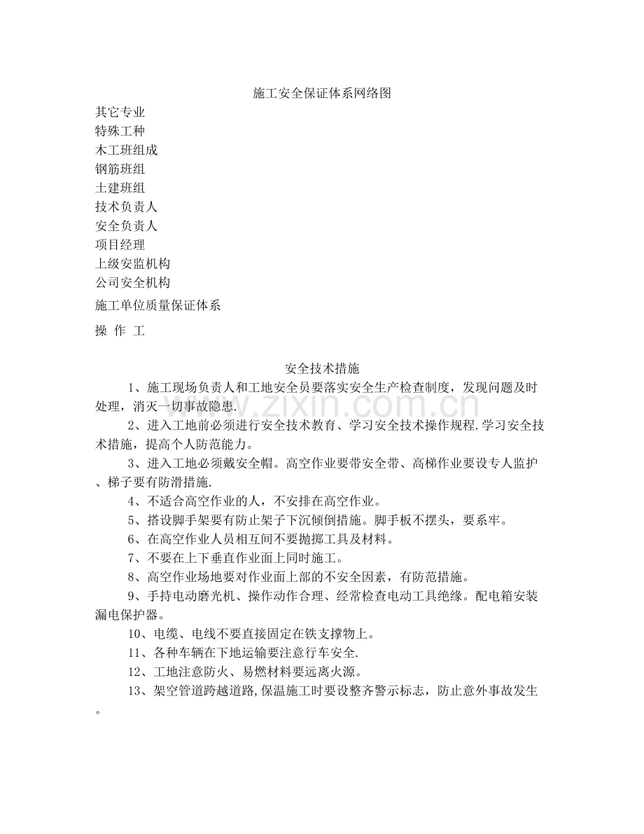 施工安全保证体系网络图及质量体系网络图试卷教案.doc_第1页