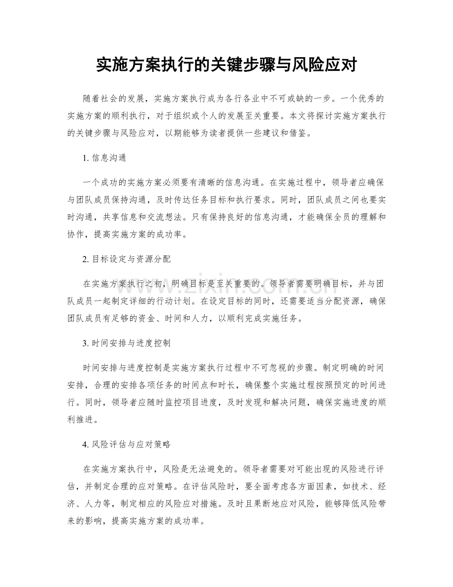 实施方案执行的关键步骤与风险应对.docx_第1页