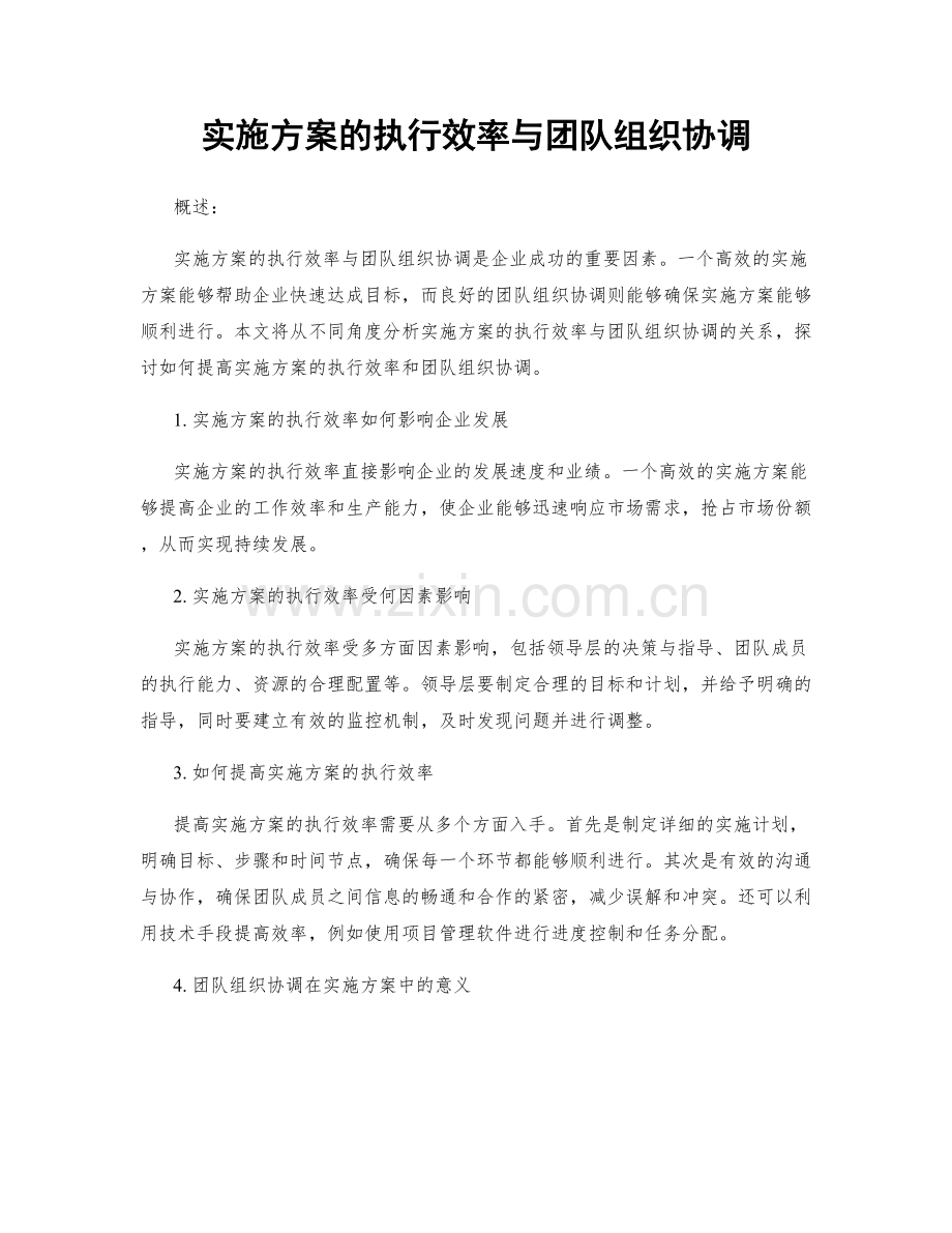 实施方案的执行效率与团队组织协调.docx_第1页