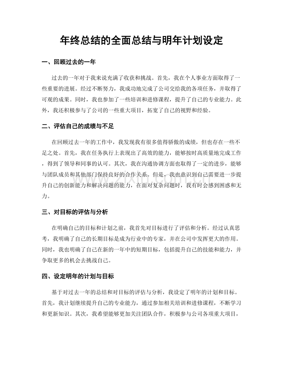 年终总结的全面总结与明年计划设定.docx_第1页