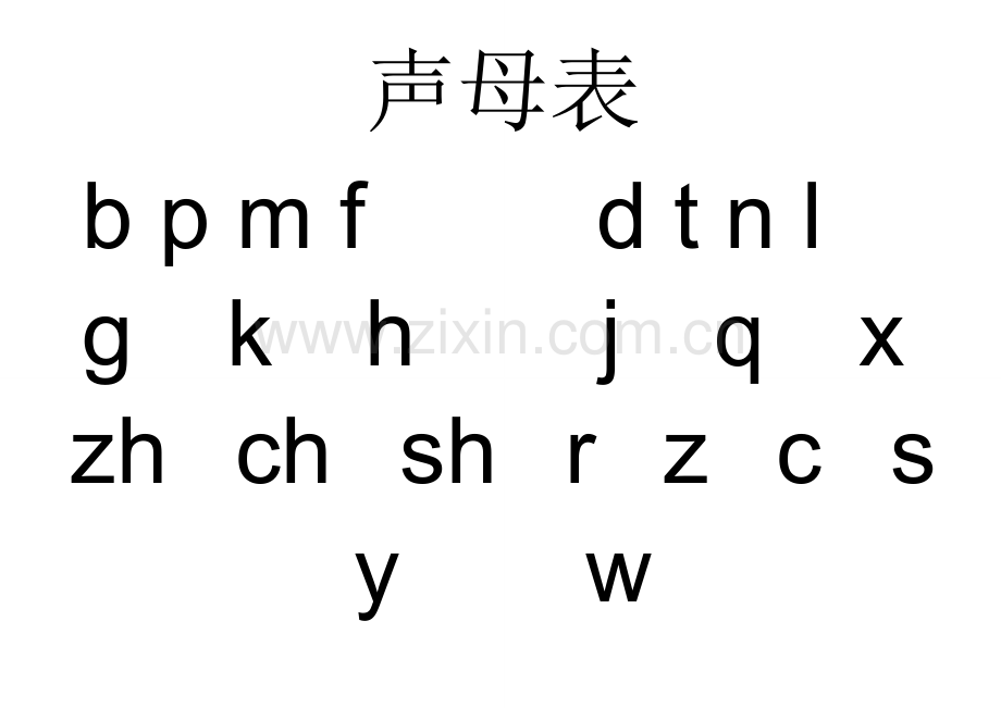 声母表、韵母表、整体认读音节、字母表89198.doc_第1页