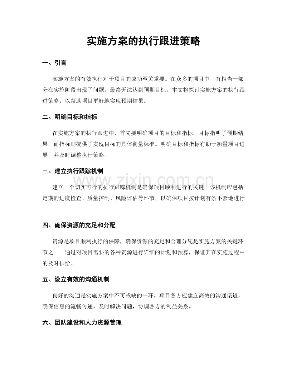 实施方案的执行跟进策略.docx_第1页