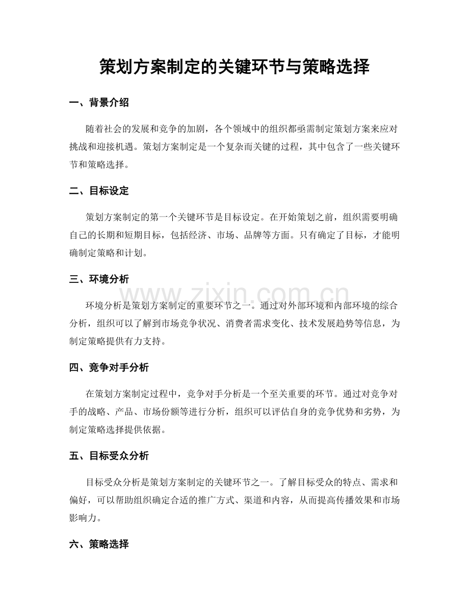 策划方案制定的关键环节与策略选择.docx_第1页