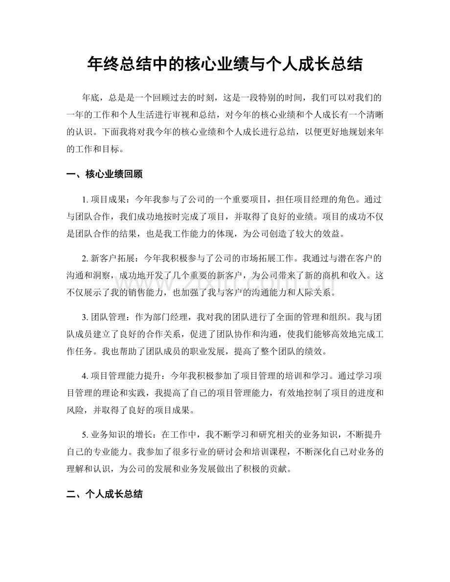 年终总结中的核心业绩与个人成长总结.docx_第1页