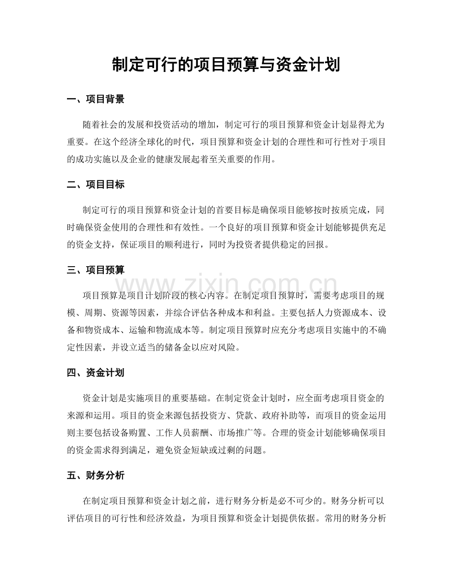 制定可行的项目预算与资金计划.docx_第1页