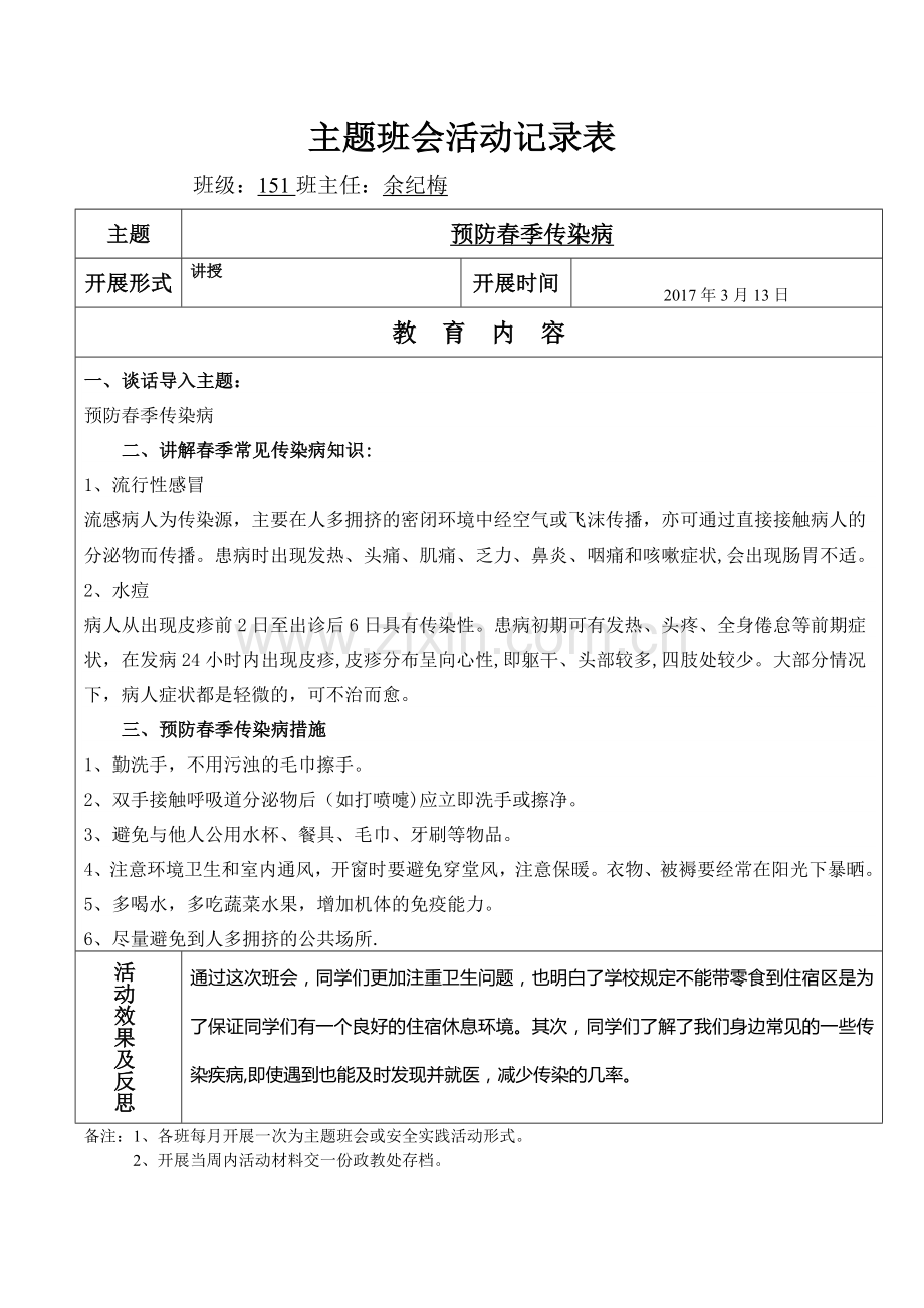 主题班会活动记录表(共5篇).doc_第1页