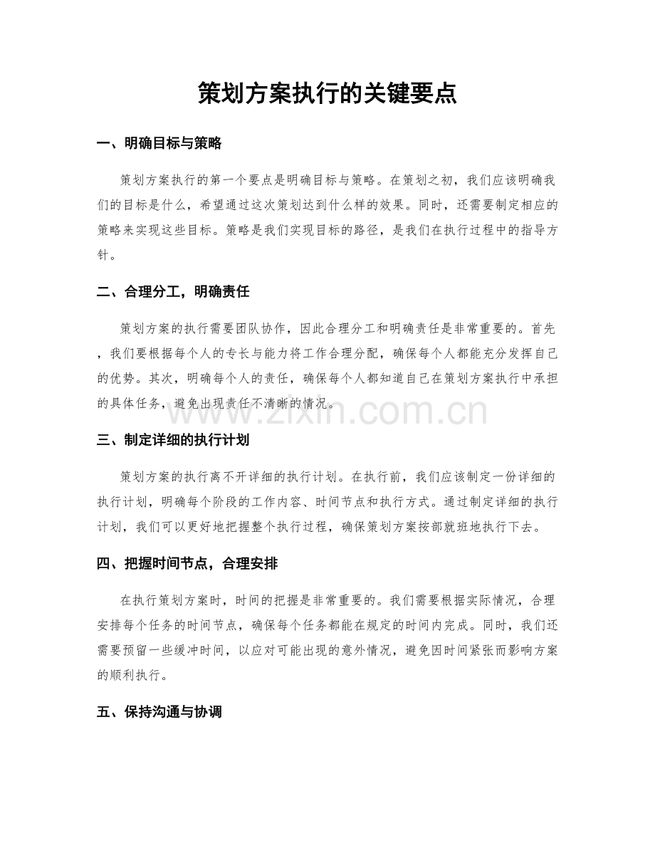 策划方案执行的关键要点.docx_第1页