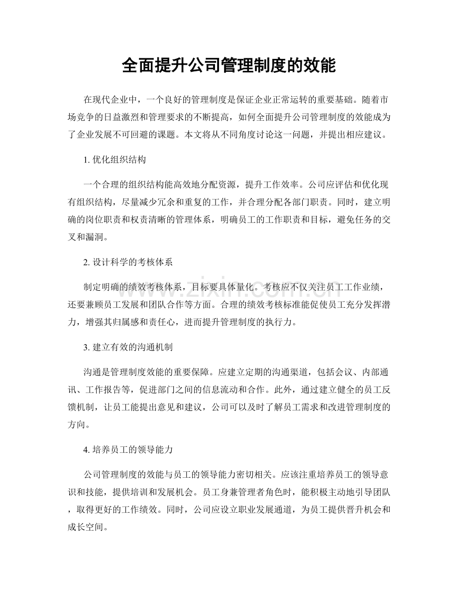 全面提升公司管理制度的效能.docx_第1页