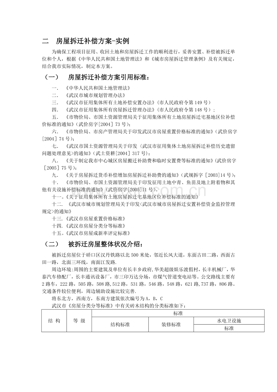 实例讲解-武汉市房屋拆迁补偿方案细则.doc_第1页