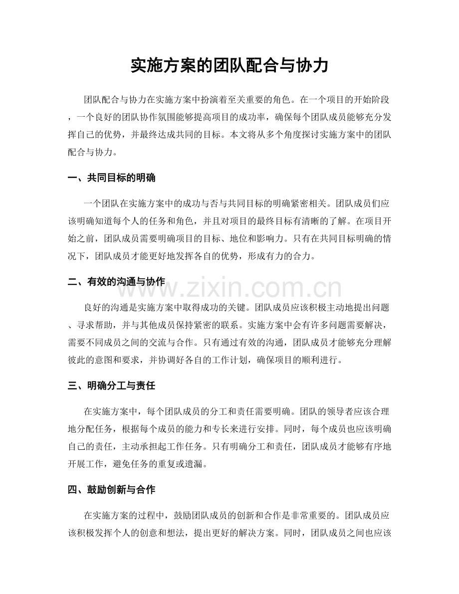 实施方案的团队配合与协力.docx_第1页