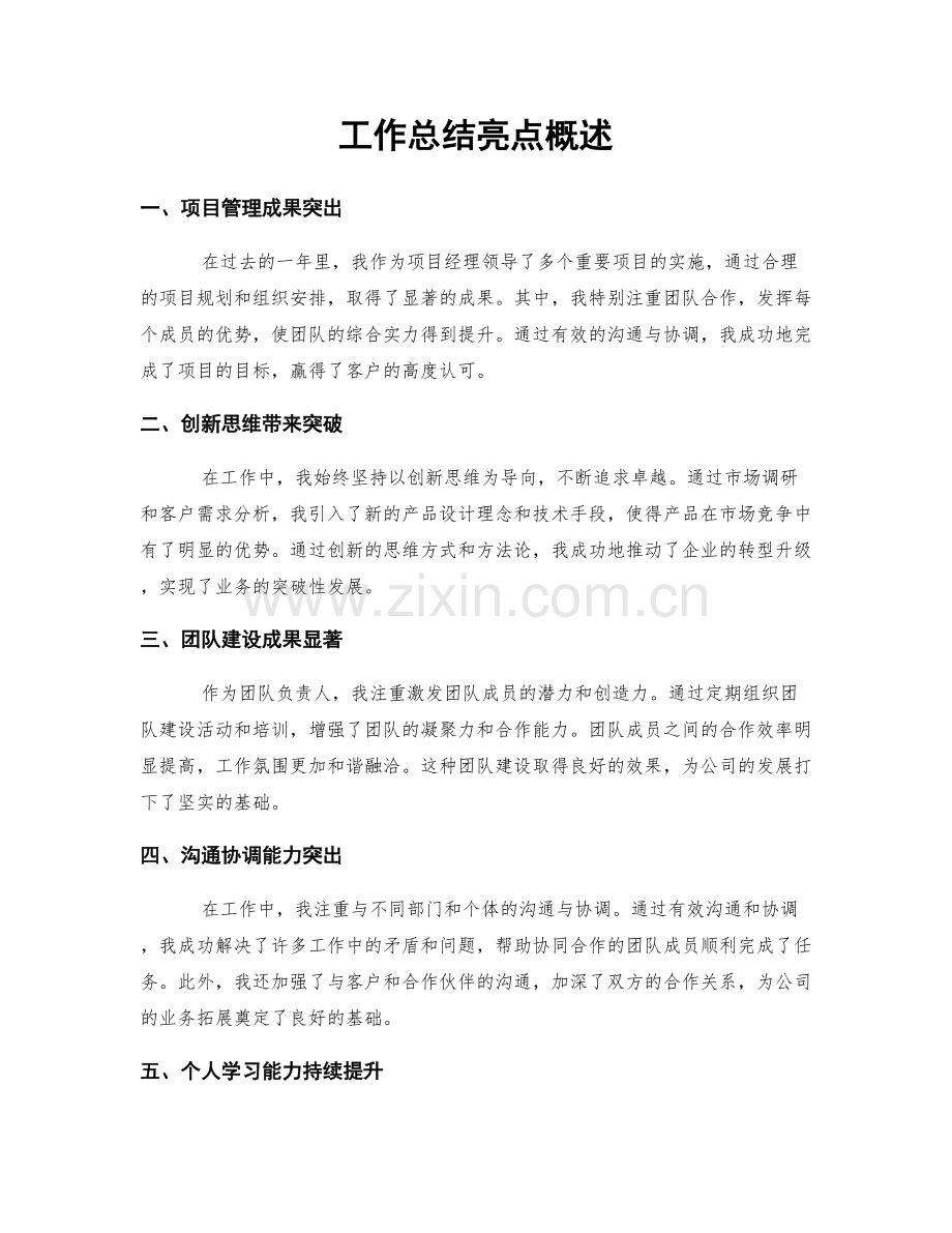 工作总结亮点概述.docx_第1页