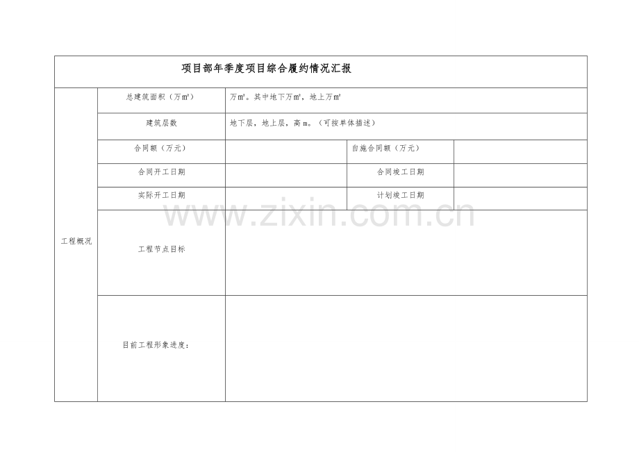 工程综合履约情况汇报模板34922试卷教案.doc_第1页