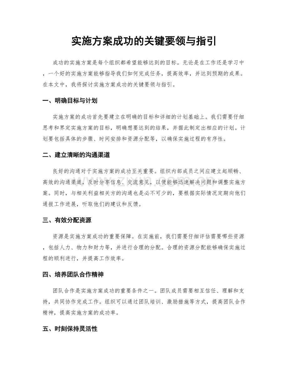 实施方案成功的关键要领与指引.docx_第1页