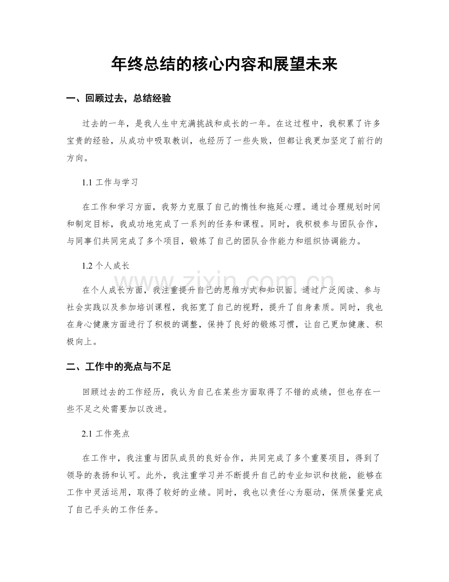 年终总结的核心内容和展望未来.docx_第1页