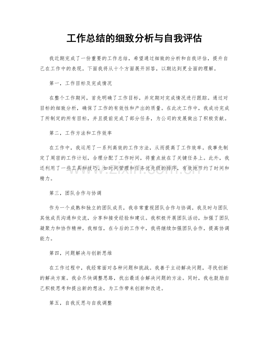 工作总结的细致分析与自我评估.docx_第1页
