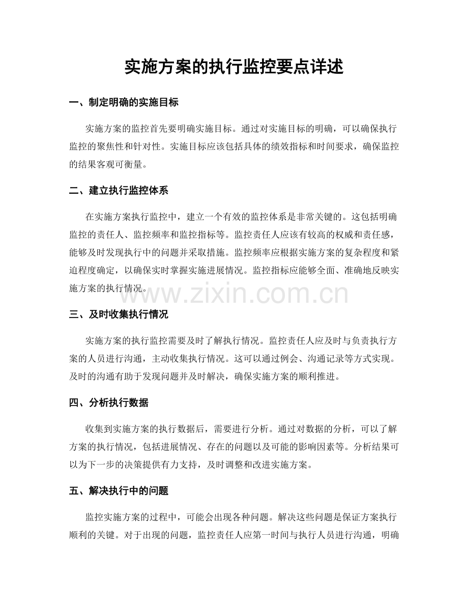 实施方案的执行监控要点详述.docx_第1页