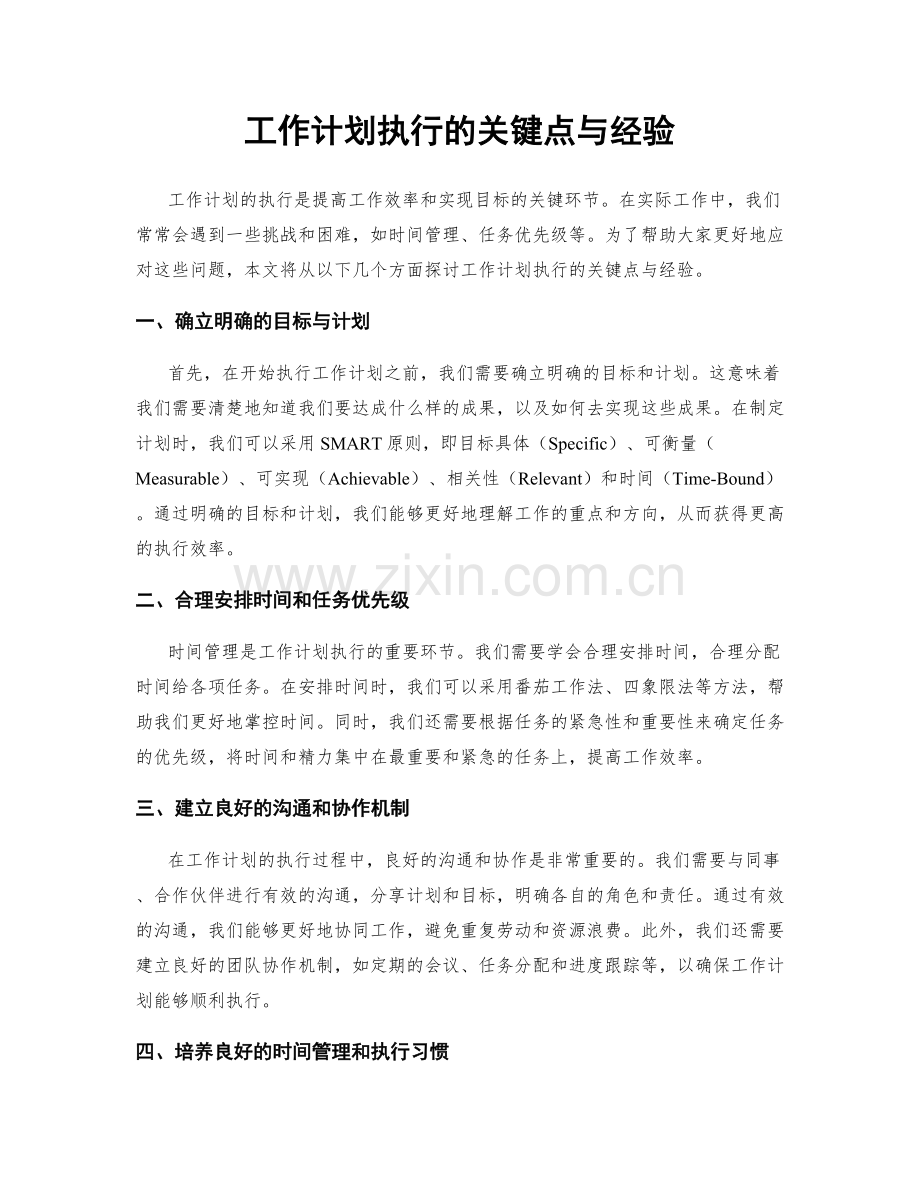 工作计划执行的关键点与经验.docx_第1页