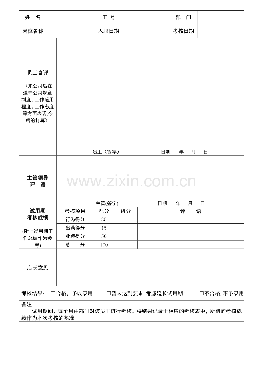 顾问及试用期员工绩效考核表格.doc_第2页